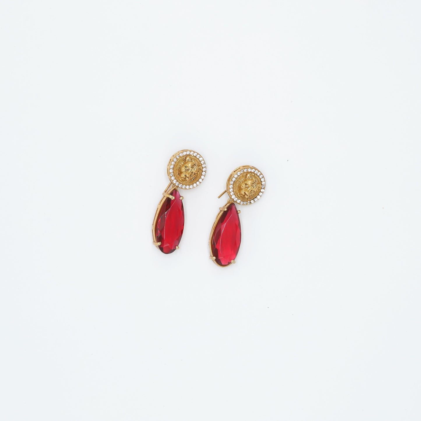 Zevar Club Chic Lion Motif Drop Earrings