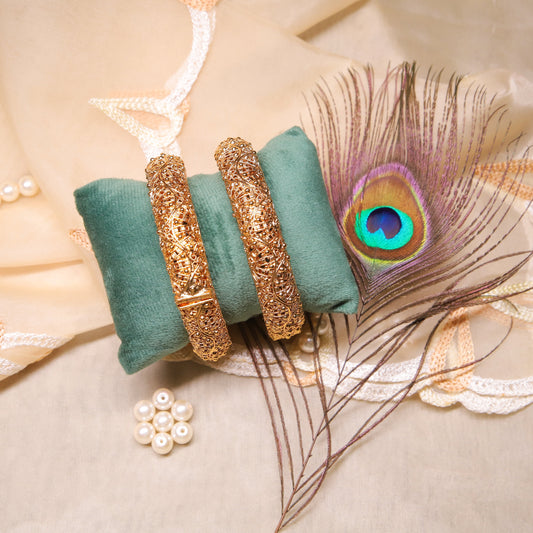 Zevar Club Antique Gold Plated Timeless Bangles