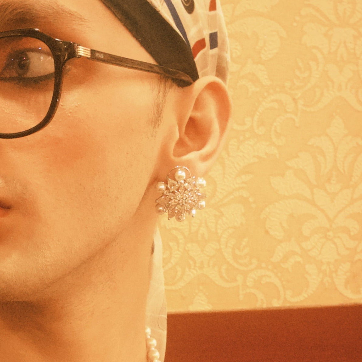 Zevar Club Rhodium-Plated Handcrafted Floral Cubic Zirconia & Pearl Stud Earrings