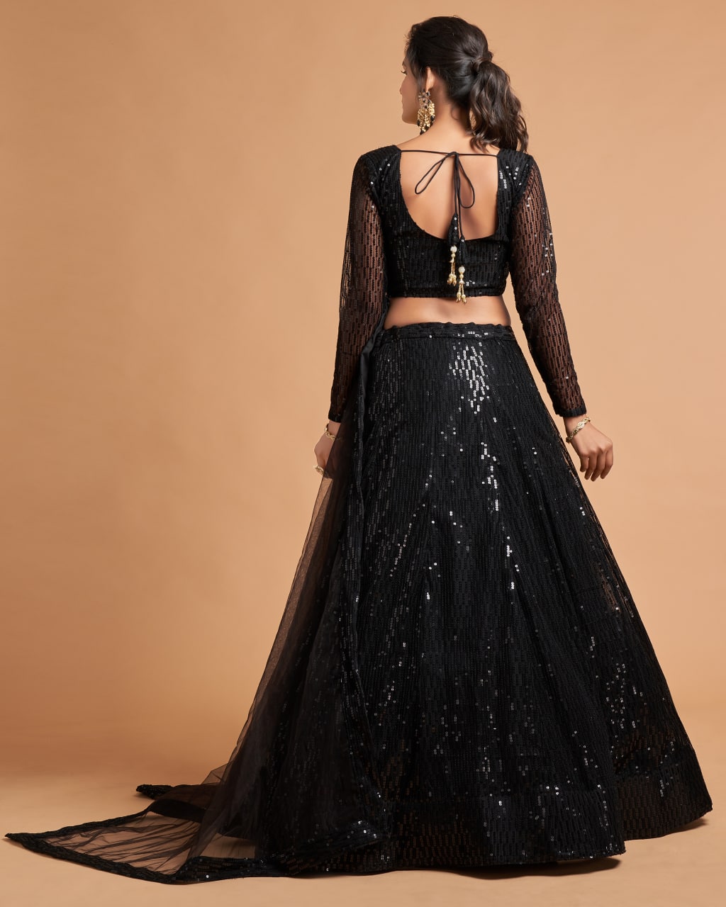 Exquisite Black Color Sequins Work  Lehenga choli